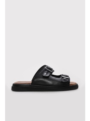 Fast Step Hakiki Deri  Erkek Düz Terlik 306MAT-417