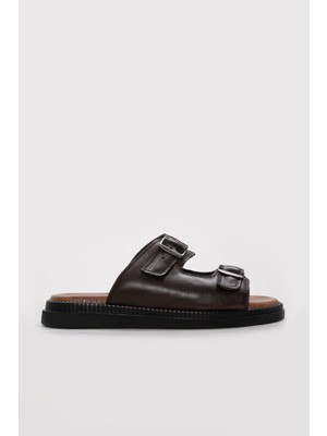 Fast Step Hakiki Deri  Erkek Düz Terlik 306MAT-417