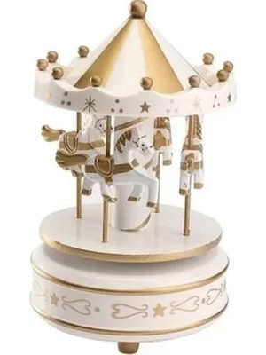 Uravas Store Atlı Karınca Müzik Kutusu Gold-Beyaz Renk MZ-417