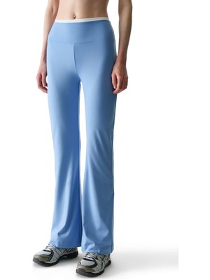 Penti Mavi Kontrast Biyeli Yüksek Bel İspanyol Paça (Flare) Pantolon