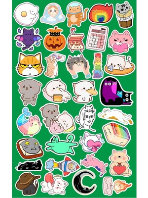 Komik Cats Seri 3 Telefon Laptop Notebook Tablet Defter Matara Stiker Etiket