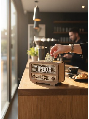 Radyo Görünümlü Tip Box Bahşiş Kutusu ve Kumbara Nostaljik