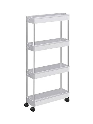 Uravas Store Songmics Arabası, 4 Seviyeli Mutfak Arabası, Mutfak Rafı, Tekerlekli Niş Rafı, Banyo Rafı, Yerden T