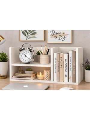 Çok Amaçlı %100 Mdf Masa Üstü Kitaplık - Ofis Kitaplığı