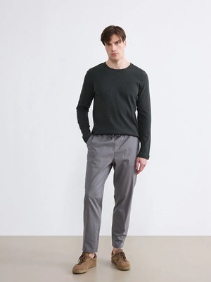 LC Waikiki Lcwaıkıkı Classic Haki Bisiklet Yaka Uzun Kollu Erkek Tişört