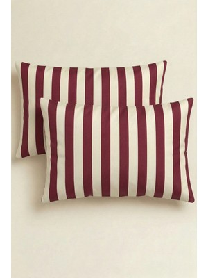 Anılsan Frame 2'li Saten Yastık Kılıfı 50X70 Flaplı Bordo Beyaz