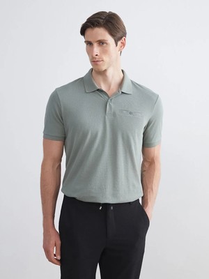 LC Waikiki Lcwaıkıkı Classic Yeşil Polo Yaka Pike Erkek Tişört