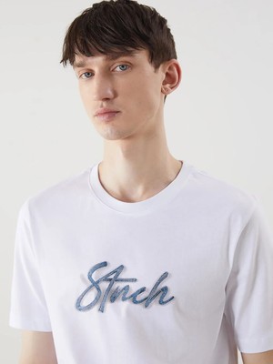 LC Waikiki Xsıde Beyaz Bisiklet Yaka Yazı Baskılı Erkek Penye Tişört