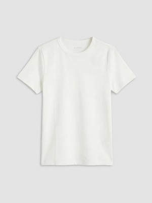 LC Waikiki Lcw Kids Ekru Bisiklet Yaka Basic Kız Çocuk Tişört