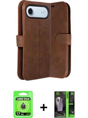 Cepte Toptan iPhone 17 Air Siluet Işık Serisi - Şeffaf 360 Full Body Arka Koruyucu + Gold Raze Metal Kamera Lens