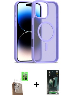 Cepte Toptan iPhone 16 Pro Max Siluet Minimal Prime - Siyah 360 Mat Full Body Arka Koruyucu + Çöl Titanyum Raze Metal Kamera Lens