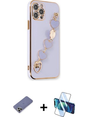 Cepte Toptan iPhone 12 Pro Max Nova Işık Prime - Siyah 3D Antistatik Seramik Nano Ekran Koruyucu + Gold Metal Kamera Lens Koruma Cam