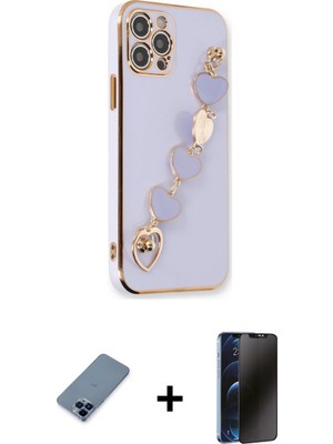 Cepte Toptan iPhone 12 Pro Nova Işık Prime - Siyah 3D Antistatik Hayalet Cam Ekran Koruyucu + Mavi Metal Kamera Lens Koruma Cam