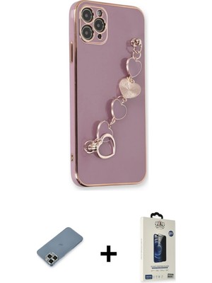 Cepte Toptan iPhone 11 Pro Max Nova Işık Prime - Siyah Bilvis Hayalet Cam Ekran Koruyucu + Açık Yeşil Metal Kamera Lens Koruma Cam