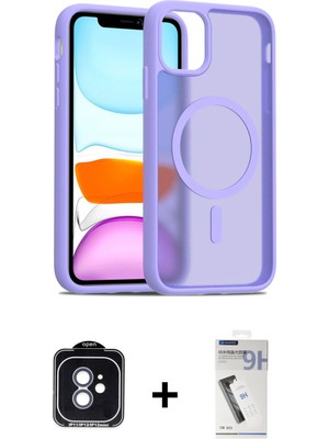 Cepte Toptan iPhone 11 Siluet Minimal Prime - Şeffaf Uv Polymer Nano Ekran Koruyucu + Mavi Pvd Metal Kamera Lens