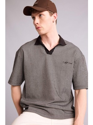 DeFacto Dokulu Boxy Fit Polo Tişört F8351AX26SM