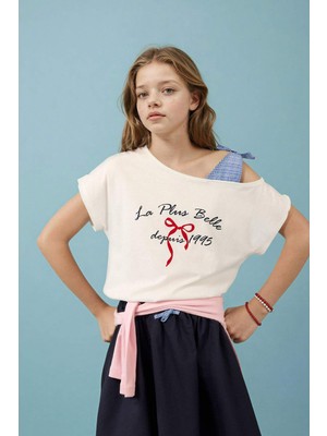 DeFacto Omzu Açık Baskılı Tişört Kız Çocuk H1437A826SM