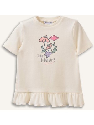 DeFacto Bisiklet Yaka Floral Fitilli Kaşkorse Uzun Kollu Tişört Kız Bebek H3000A526SM