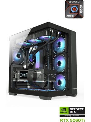 Apphirex Prime 67X Ryzen 5 7500F 16GB Ddr5 Ram 1tb M2 SSD RTX5060Tİ 16GB 240MM Sıvı Soğutmalı Masaüstü Oyuncu Bilgisayarı