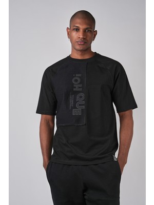 Ex-pent Erkek Dikim Detaylı Regular Kalıp Baskılı Pamuklu Siyah T-Shirt