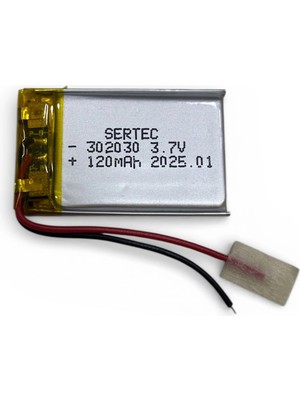 Çerçici Sertec 302030 3.7V 120 Mah Li-Polymer Pil (DEVRELI/1.5A)