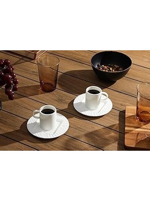 Uravas Store Porland Superior Bone Porcelain Elix 2 Kişilik Kahve Takımı 85CC
