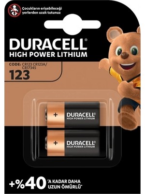Çerçici Duracell Lityum CR123A Pil 2'li