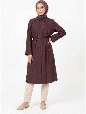 Foremia Biye Detay Uzun Tunik-Bordo -