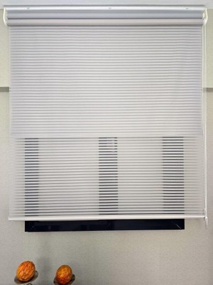 BBB İnce Zebra Çizgili Tül ve Işık Geçirmez Blackout Stor perde TS2025BL