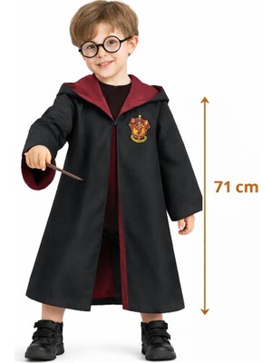 Urfakent Bilişim Harry Potter Çocuk Bebek Kostüm Seti – Asa Gözlük Pelerin 71 cm (2-4 Yaş)