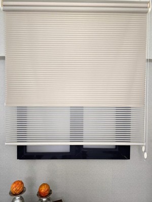 BBB İnce Zebra Çizgili Çift Mekanizmalı Tül ve Stor perde TS2025