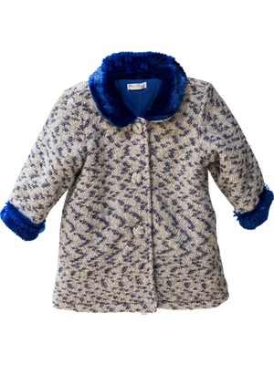 Zeyland Küçük Kız Çocuk Kaban Saks Renkli Baskılı Midi Modeli ile Şık ve Rahat