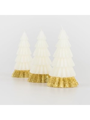 - Ivory Tree Candles - Krem Renk Ağaç Mumlar (3'lü)