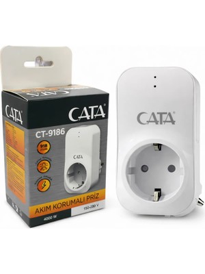 Cata Akım Korumalı Priz 1 Soketli Güç Koruma 4000W 220-240V Beyaz Renk