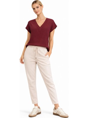Vena Kadın Alian Beli Lastikli Beach Pantolon %100 Lyocell (Tencel™) - Taş