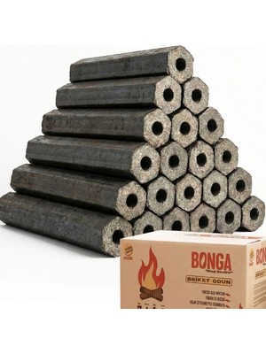 Bonga Briket Şömine Odunu Dumansız ve Kokusuz Yüksek Alevli - 20 Adet (20 Kg)