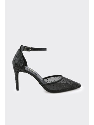 Derinet Bilekten Bantlı File Taşlı Kadın Abiye Ayakkabı