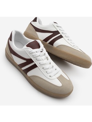 Marjin Kadın Sneaker Bağcıklı Düz Taban Spor Ayakkabı Tiyone Bordo