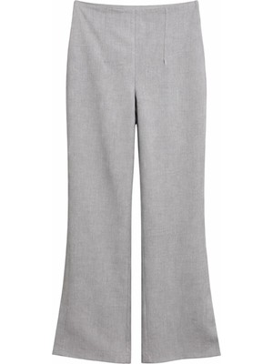 Mixray 4862 Kadın Yırtmaçlı Yüksek Bel Çan Paça Pantolon Antrasit