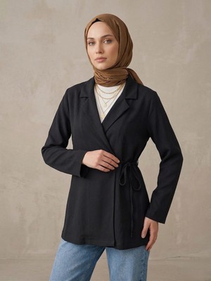 Foremia Yandan Bağlamalı Ceket-Siyah -