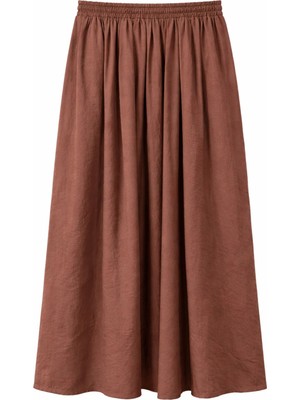 Mixray 4612 Kadın Yandan Cepli Pileli Bol Etek Kahve