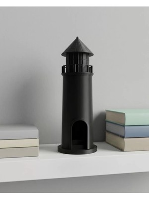 3D Deniz Feneri Mumluk Siyah Dekoratif Masa Üstü Aksesuar
