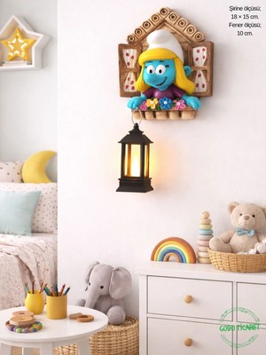 Goboticaret Fenerli Şirine Figürlü Pilli Duvar Dekoru Süsü - Hediyelik Gece Lambası 18X15 cm Siyah Fener