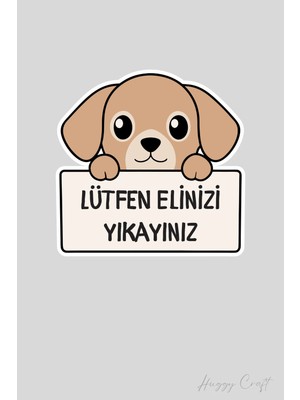 Huggy Craft Lütfen Elinizi Yıkayınız Sevimli Köpek Sticker Banyo Etiketi