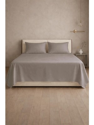 First Choice %100 Pamuk Saten 200 Tc (80 Tel) Düz Çarşaf Seti Vizon