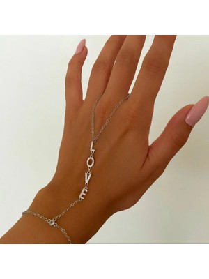 Merve Takı Love Yazılı Silver Kaplama Şahmeran