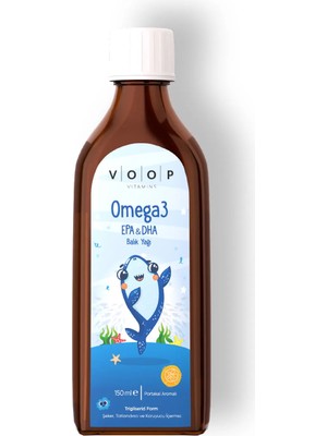 Voop Çocuklara Özel Omega 3 Balık Yağ Portakal Aromalı Şurup | Yüksek EPA & DHA Kaynağı  - 150 ml