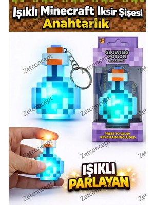 Zetconcept Minecraft Işıklı Iksir Şişesi Anahtarlık – LED Işıklı Potion Anahtarlık Oyuncak Muhteşem Bir Hediye