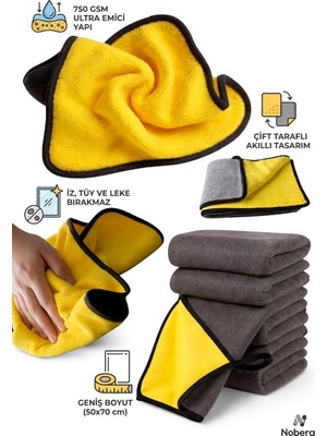 Nobera Profesyonel Oto Kurulama Bezi  Çift Taraflı Süper Emici Mikrofiber Bez 50X70 cm Araç Cam Toz Temizlik Bezi 1 Adet