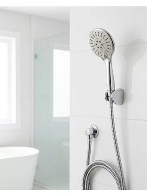 Çok Fonksiyonlu El Duşu Seti Kireç Önleyici Duş Başlığı Spiral Hortum Mafsa - TK002M-6VXTW